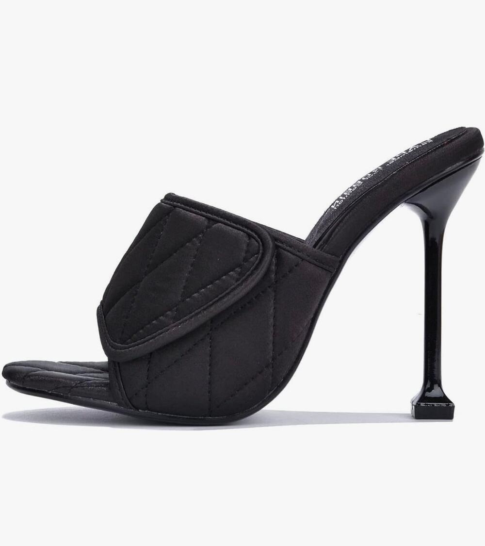 Cape Robbin Leelee Stiletto Peep Toe Quited High Heels, Hook Loop Upper, Black 8